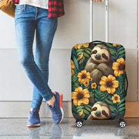 Sloth with Flowers Seamless Style Luggage Cover - Wonder Print Shop