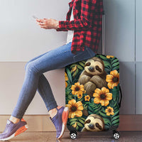 Sloth with Flowers Seamless Style Luggage Cover - Wonder Print Shop