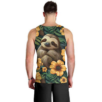 Sloth with Flowers Seamless Style Men Tank Top - Wonder Print Shop