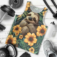 Sloth with Flowers Seamless Style Men Tank Top - Wonder Print Shop