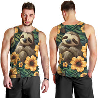 Sloth with Flowers Seamless Style Men Tank Top - Wonder Print Shop