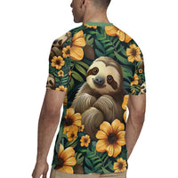Sloth with Flowers Seamless Style Rugby Jersey - Wonder Print Shop