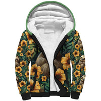 Sloth with Flowers Seamless Style Sherpa Hoodie - Wonder Print Shop