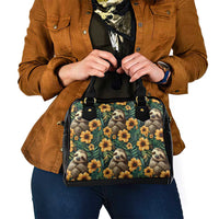 Sloth with Flowers Seamless Style Shoulder Handbag