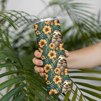 Sloth with Flowers Seamless Style Skinny Tumbler - Wonder Print Shop