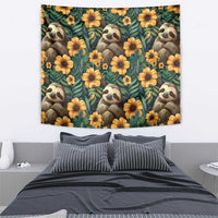 Sloth with Flowers Seamless Style Tapestry - Wonder Print Shop