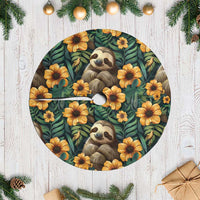Sloth with Flowers Seamless Style Tree Skirt - Wonder Print Shop