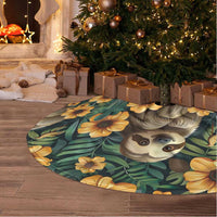 Sloth with Flowers Seamless Style Tree Skirt - Wonder Print Shop