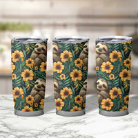 Sloth with Flowers Seamless Style Tumbler Cup - Wonder Print Shop