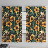 Sloth with Flowers Seamless Style Window Curtain - Wonder Print Shop