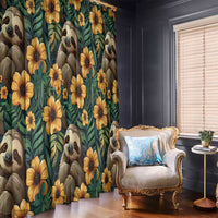 Sloth with Flowers Seamless Style Window Curtain - Wonder Print Shop