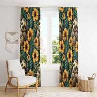 Sloth with Flowers Seamless Style Window Curtain - Wonder Print Shop