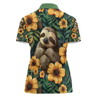 Sloth with Flowers Seamless Style Women Polo Shirt - Wonder Print Shop