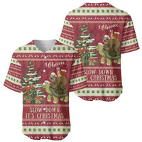 Sloth And Snail Riding A Turtle Wheeee Baseball Jersey Slow Down It's Christmas LT9 - Wonder Print Shop