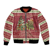 Sloth And Snail Riding A Turtle Wheeee Bomber Jacket Slow Down It's Christmas LT9 - Wonder Print Shop
