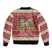 Sloth And Snail Riding A Turtle Wheeee Bomber Jacket Slow Down It's Christmas LT9 - Wonder Print Shop