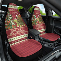 Sloth And Snail Riding A Turtle Wheeee Car Seat Cover Slow Down It's Christmas LT9 - Wonder Print Shop