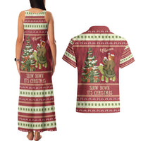 Sloth And Snail Riding A Turtle Wheeee Couples Matching Tank Maxi Dress and Hawaiian Shirt Slow Down It's Christmas LT9 - Wonder Print Shop