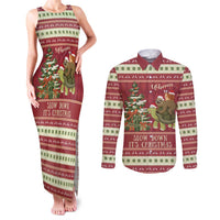 Sloth And Snail Riding A Turtle Wheeee Couples Matching Tank Maxi Dress and Long Sleeve Button Shirt Slow Down It's Christmas LT9 - Wonder Print Shop