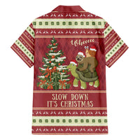 Sloth And Snail Riding A Turtle Wheeee Family Matching Off Shoulder Short Dress and Hawaiian Shirt Slow Down It's Christmas LT9 - Wonder Print Shop