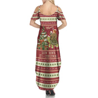 Sloth And Snail Riding A Turtle Wheeee Family Matching Summer Maxi Dress and Hawaiian Shirt Slow Down It's Christmas - Wonder Print Shop