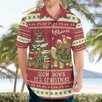 Sloth And Snail Riding A Turtle Wheeee Hawaiian Shirt Slow Down It's Christmas - Wonder Print Shop