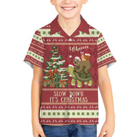 Sloth And Snail Riding A Turtle Wheeee Hawaiian Shirt Slow Down It's Christmas - Wonder Print Shop