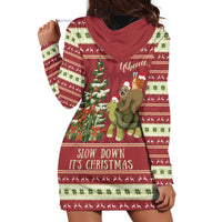 Sloth And Snail Riding A Turtle Wheeee Hoodie Dress Slow Down It's Christmas - Wonder Print Shop