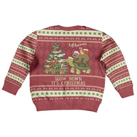Sloth And Snail Riding A Turtle Wheeee Kid Ugly Christmas Sweater Slow Down It's Christmas - Wonder Print Shop