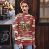 Sloth And Snail Riding A Turtle Wheeee Ugly Christmas Sweater Slow Down It's Christmas - Wonder Print Shop