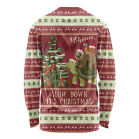 Sloth And Snail Riding A Turtle Wheeee Long Sleeve Shirt Slow Down It's Christmas - Wonder Print Shop