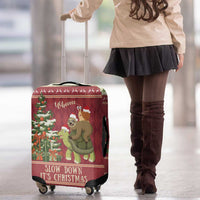 Sloth And Snail Riding A Turtle Wheeee Luggage Cover Slow Down It's Christmas - Wonder Print Shop