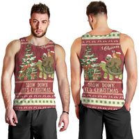 Sloth And Snail Riding A Turtle Wheeee Men Tank Top Slow Down It's Christmas - Wonder Print Shop