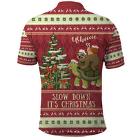 Sloth And Snail Riding A Turtle Wheeee Polo Shirt Slow Down It's Christmas - Wonder Print Shop