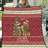 Sloth And Snail Riding A Turtle Wheeee Quilt Slow Down It's Christmas - Wonder Print Shop