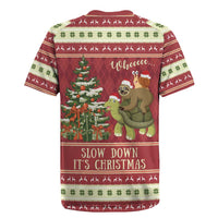 Sloth And Snail Riding A Turtle Wheeee Rugby Jersey Slow Down It's Christmas - Wonder Print Shop