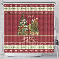 Sloth And Snail Riding A Turtle Wheeee Shower Curtain Slow Down It's Christmas