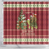 Sloth And Snail Riding A Turtle Wheeee Shower Curtain Slow Down It's Christmas