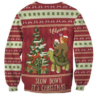 Sloth And Snail Riding A Turtle Wheeee Sweatshirt Slow Down It's Christmas - Wonder Print Shop
