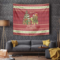 Sloth And Snail Riding A Turtle Wheeee Tapestry Slow Down It's Christmas - Wonder Print Shop