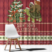 Sloth And Snail Riding A Turtle Wheeee Window Curtain Slow Down It's Christmas - Wonder Print Shop