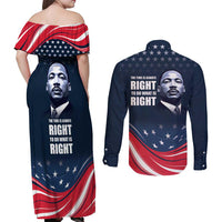 Honor of MLK Day Couples Matching Off Shoulder Maxi Dress and Long Sleeve Button Shirt The Time Is Always Right To Do What Is Right LT9 - Wonder Print Shop