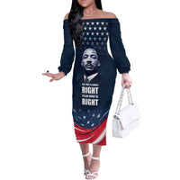 Honor of MLK Day Family Matching Off The Shoulder Long Sleeve Dress and Hawaiian Shirt The Time Is Always Right To Do What Is Right - Wonder Print Shop