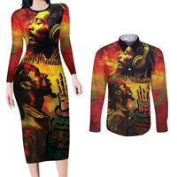 Happy Birthday King of Reggae Couples Matching Long Sleeve Bodycon Dress and Long Sleeve Button Shirt LT9 - Wonder Print Shop