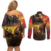 Happy Birthday King of Reggae Couples Matching Off Shoulder Short Dress and Long Sleeve Button Shirt LT9 - Wonder Print Shop