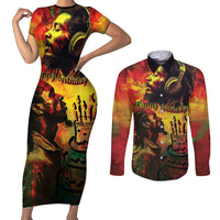 Happy Birthday King of Reggae Couples Matching Short Sleeve Bodycon Dress and Long Sleeve Button Shirt LT9 - Wonder Print Shop