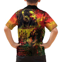 Happy Birthday King of Reggae Family Matching Off The Shoulder Long Sleeve Dress and Hawaiian Shirt - Wonder Print Shop