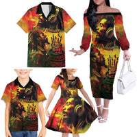 Happy Birthday King of Reggae Family Matching Off The Shoulder Long Sleeve Dress and Hawaiian Shirt - Wonder Print Shop