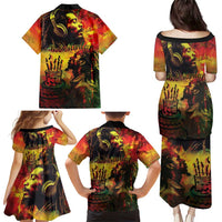 Happy Birthday King of Reggae Family Matching Puletasi and Hawaiian Shirt - Wonder Print Shop