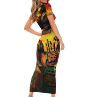 Happy Birthday King of Reggae Family Matching Short Sleeve Bodycon Dress and Hawaiian Shirt - Wonder Print Shop